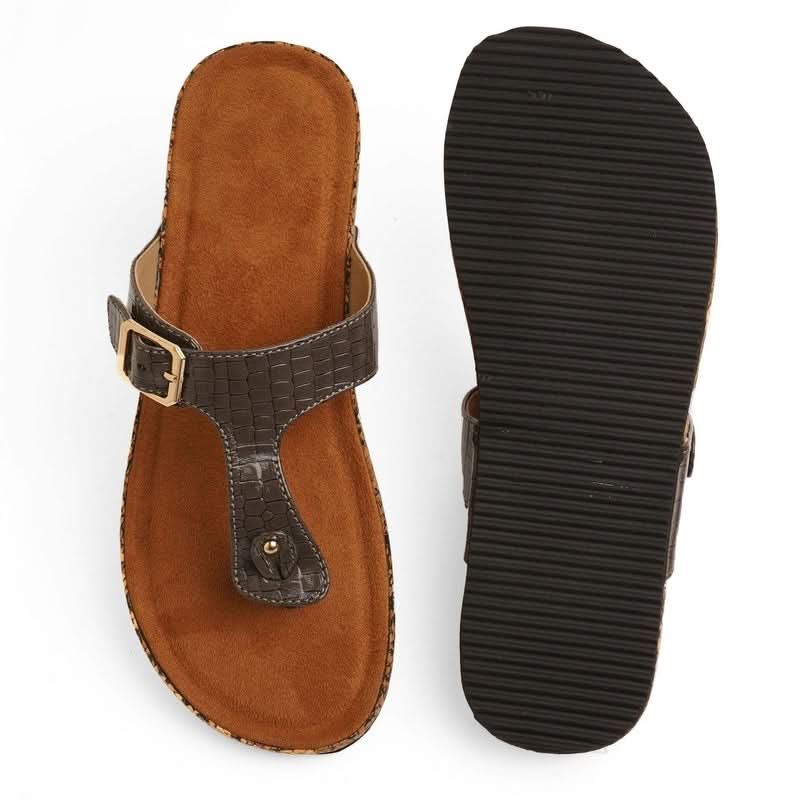 Classic Charm Dark-Brown Buckled Flats