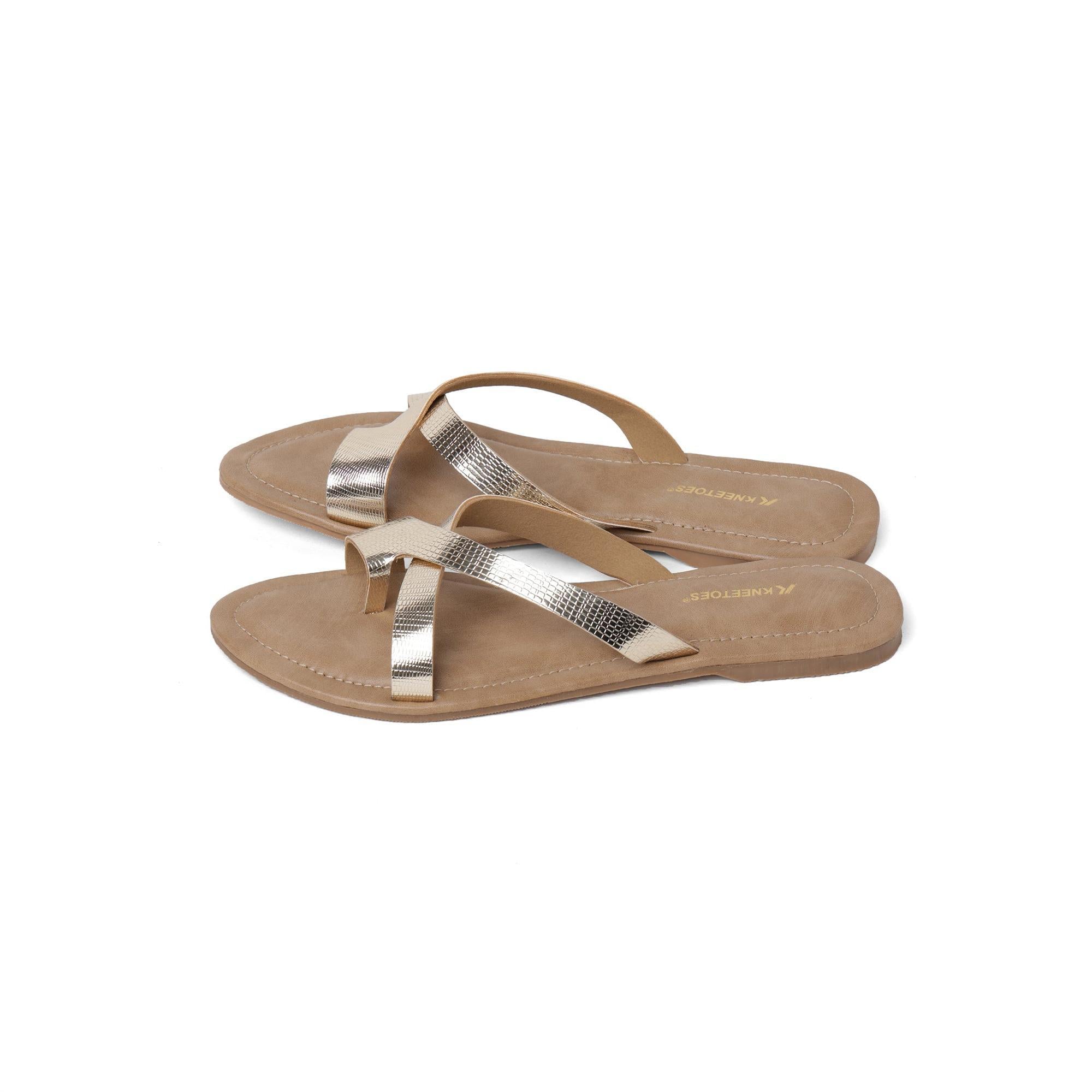 Radiant Gold Criss-Cross One-Toe Sandals