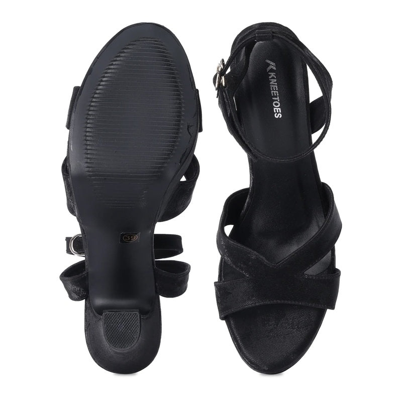 Noir Suede Luxe Cross-Strap Stilettos