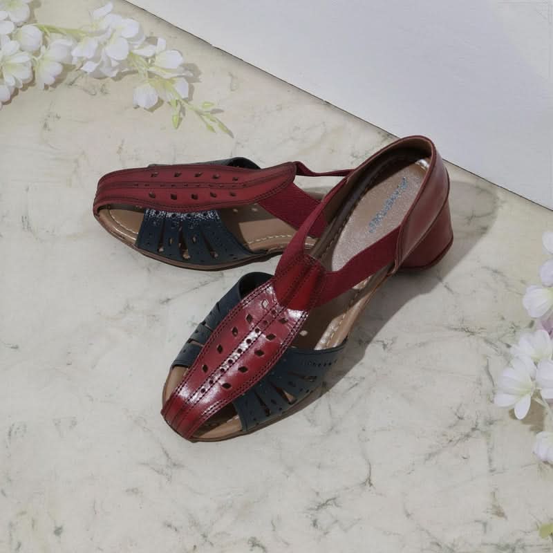 Two-tone Red Laser-cut Sandals