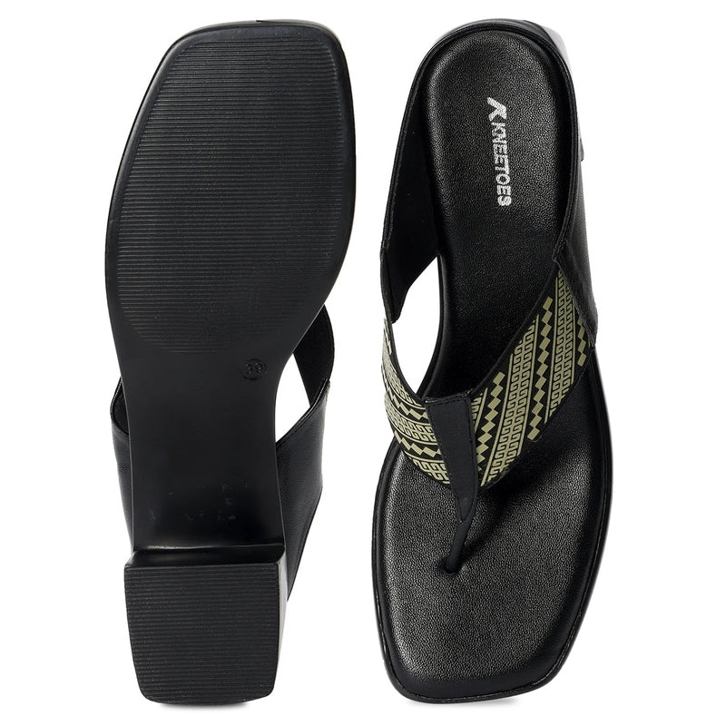 Noir Contemporary Pattern Block Sandals