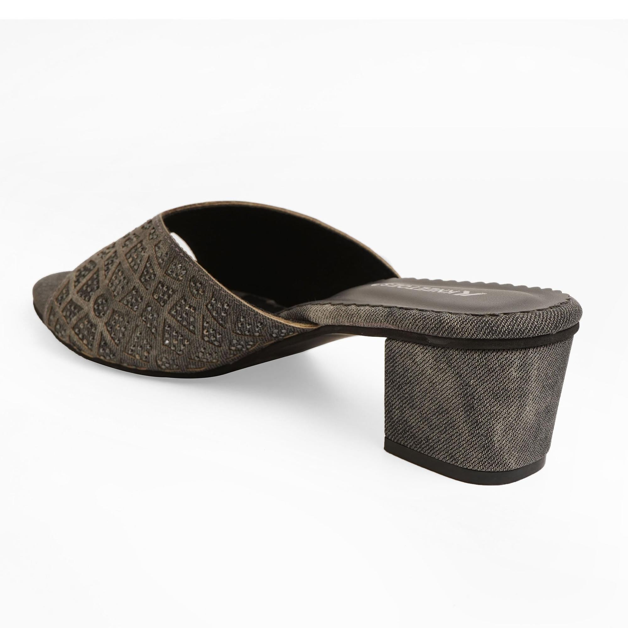 Sparkly Grey Block Heel Sandals