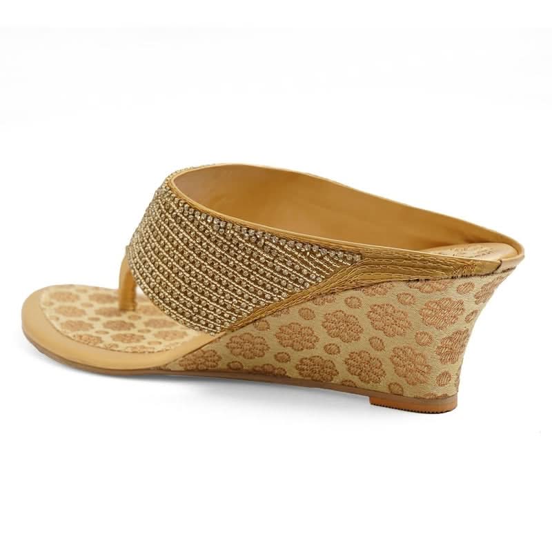 Pearl Chic Gold Wedge Sandals