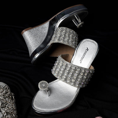 Gemglow Silver Wedge Heel Sandals