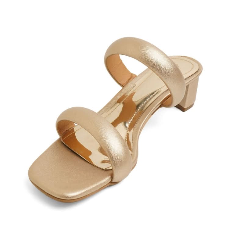 Luxe Shimmer Gold Block Heels