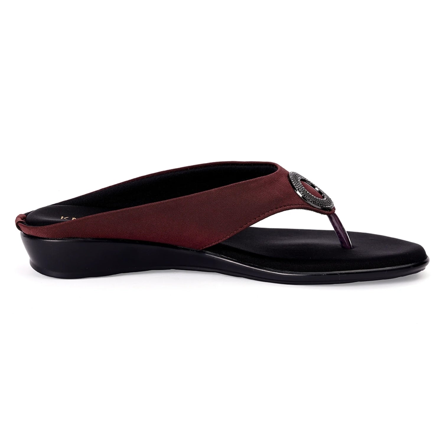 Versatile Maroon Wedge Heel Thong Sandals