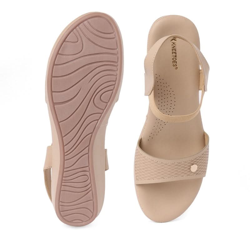 Textured Beige Open-Toe Sandals