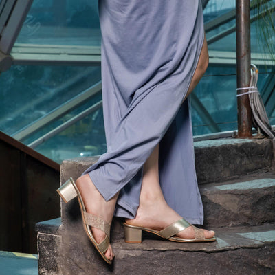 Shine Pop Gold Block Sandals