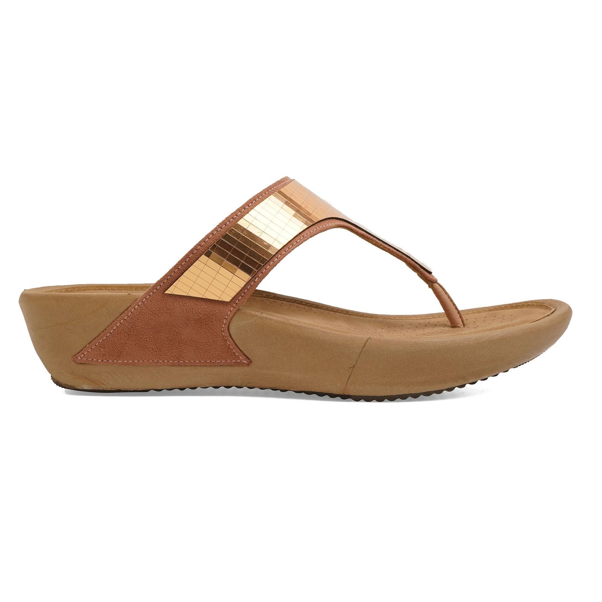 Rose-Gold Sequin Thong Metallic Sandals