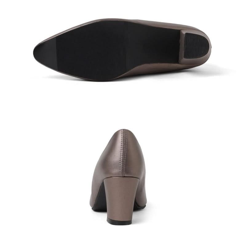 Metallic Shine Block Heel Pumps