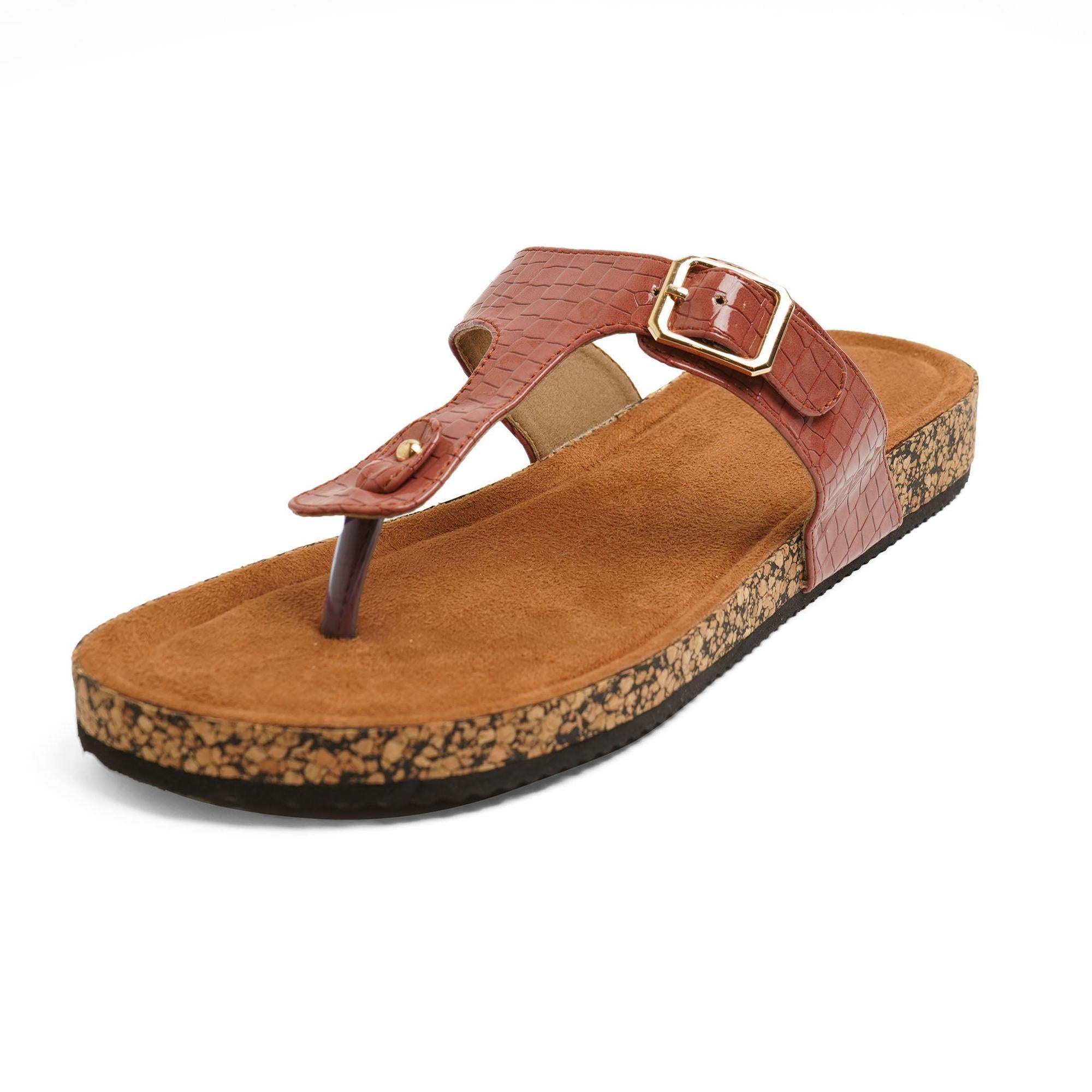 Classic Charm Brown Buckled Flats
