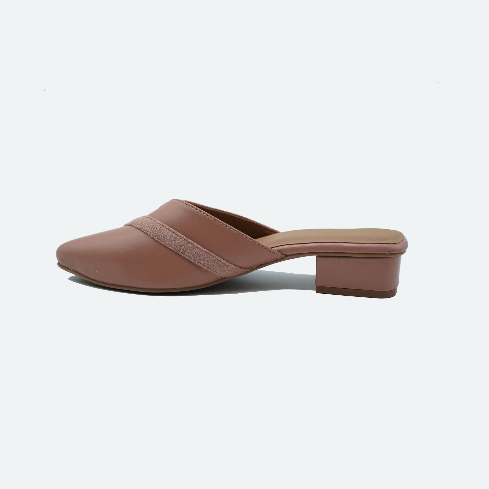 Nude Solid Block Heel Mules