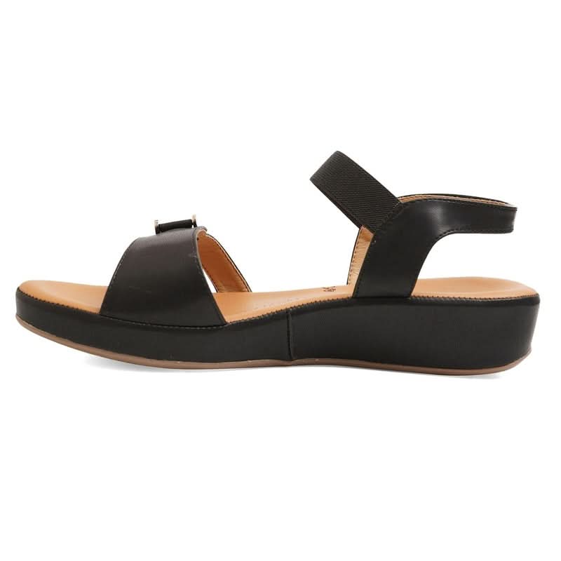 Classic Charming Black Leather Casual Sandals