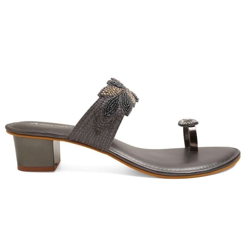 Bead Luxe Grey Block Sandals