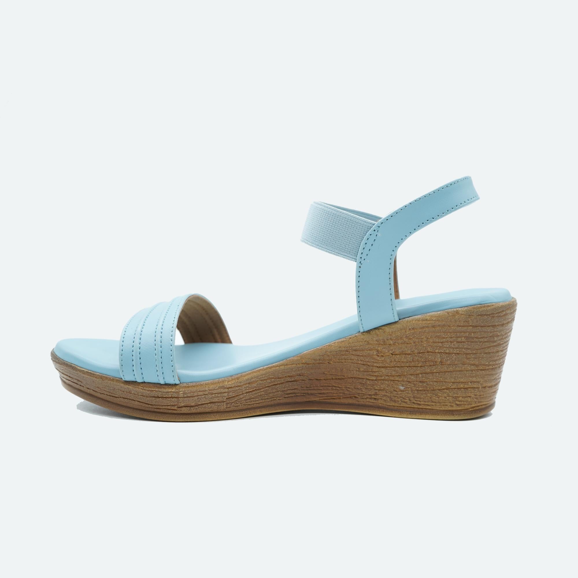 Breezy Light-Blue Casual Wedge Heels