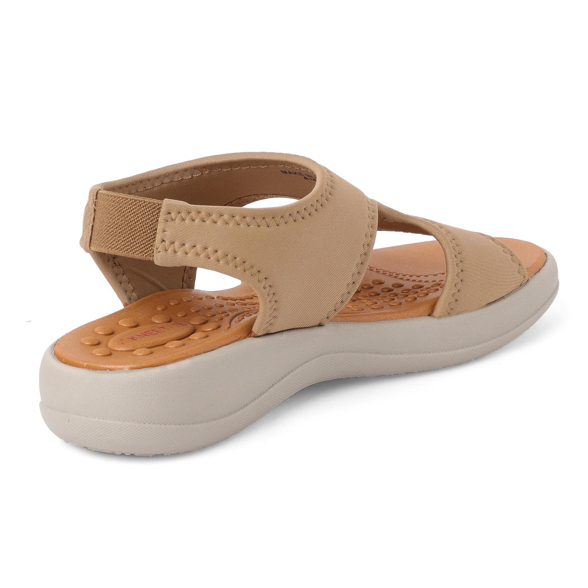 Beige Cut-Out Open-Toe Casual Sandals