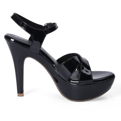 Stylish Black Stiletto Heel Open-Toe Sandals
