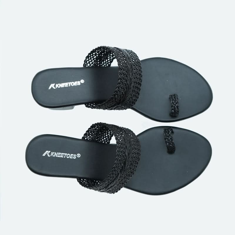 Staple Braided Black One-Toe Sandals