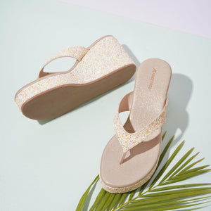 Sparkle Dust Gold Wedge Heels