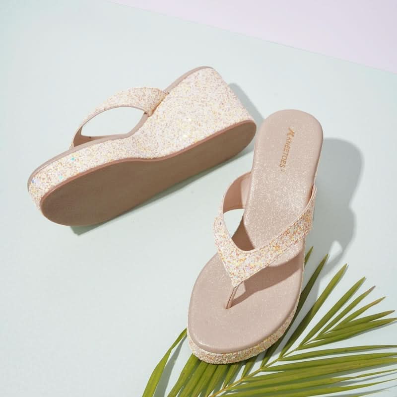 Sparkle Dust Gold Wedge Heels
