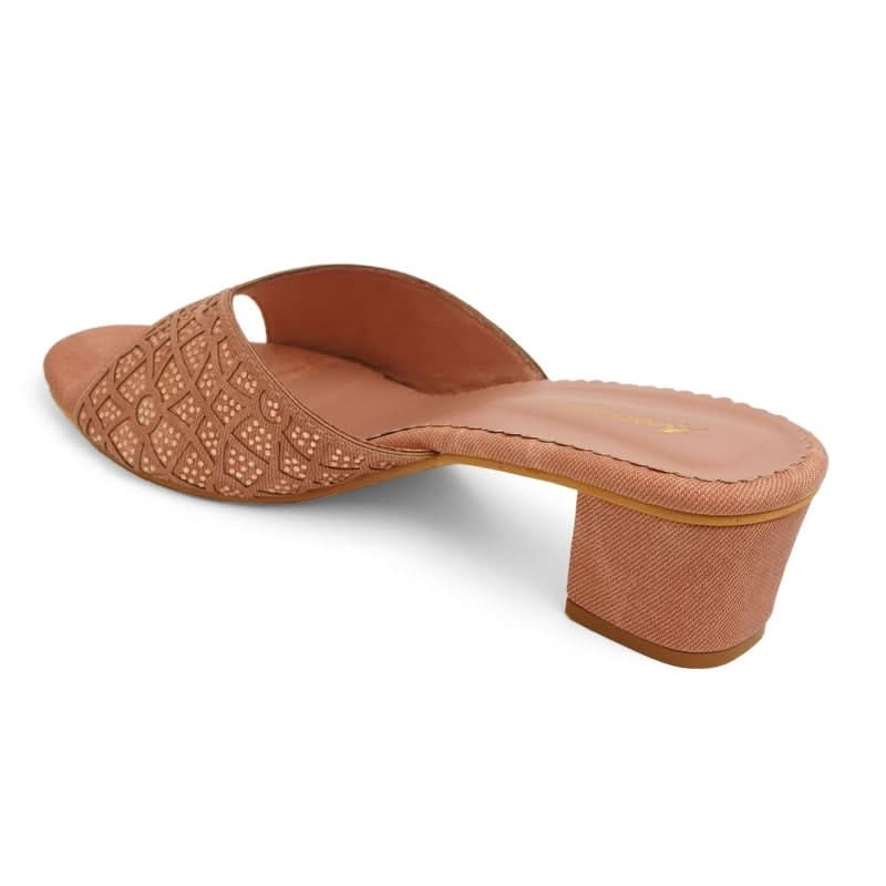 Dazzling Stone-work Block Heel Sandals