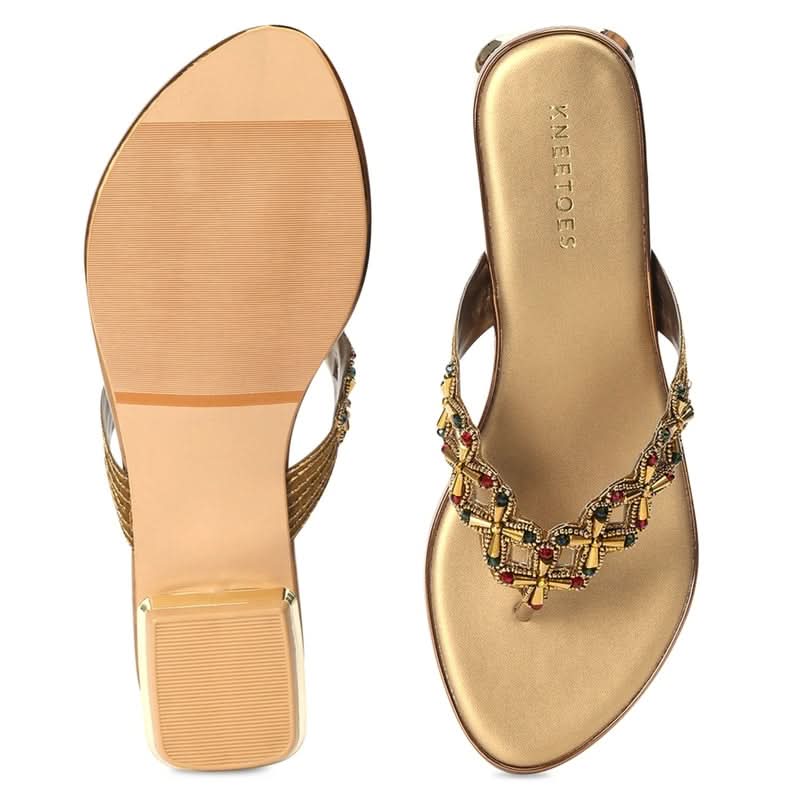 Vamika - Bronze Embellished Sandals