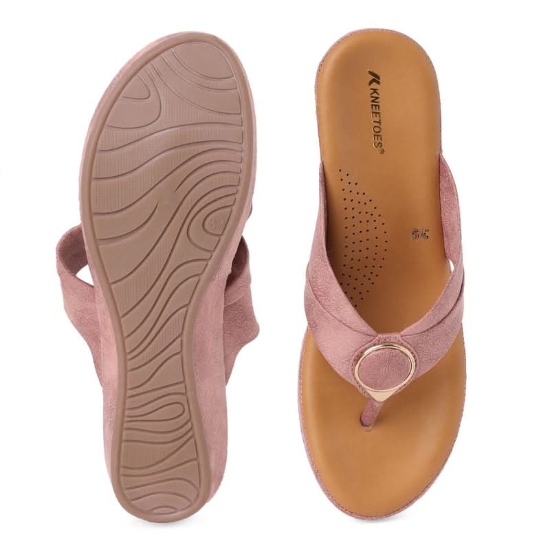 Suede-Luxe Leather Mauve Wedge Heels