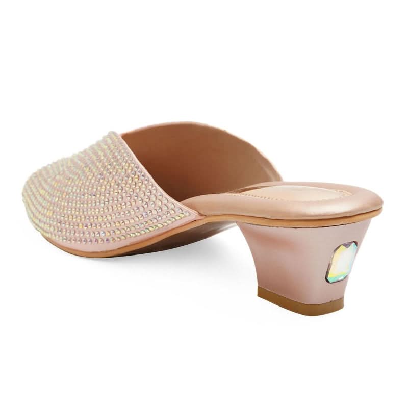 Crystalshine Rose Gold Block Sandals