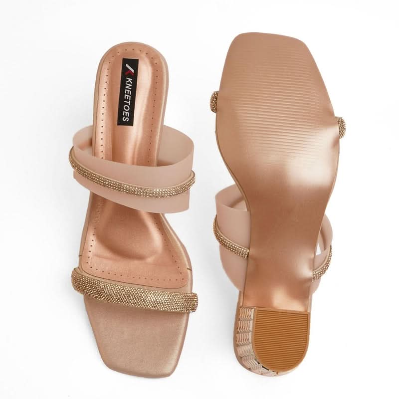 Gemglow Rose Gold Block Heel Sandals