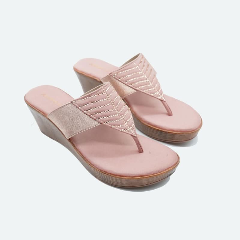 Gemglow Peach Wedge Heel Sandals