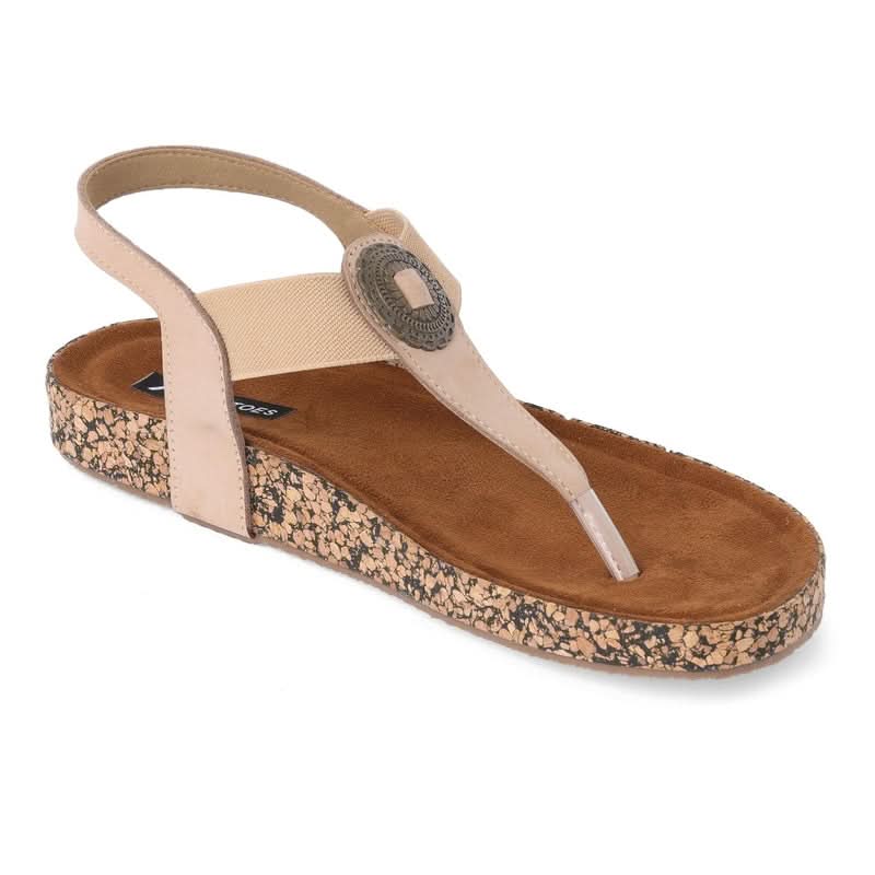 Subtle Beige Leather Thong Casual Sandals