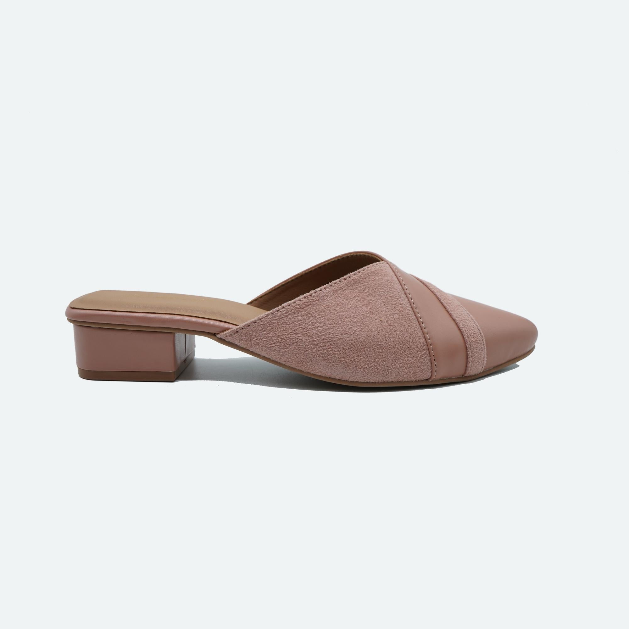 Nude Solid Block Heel Mules