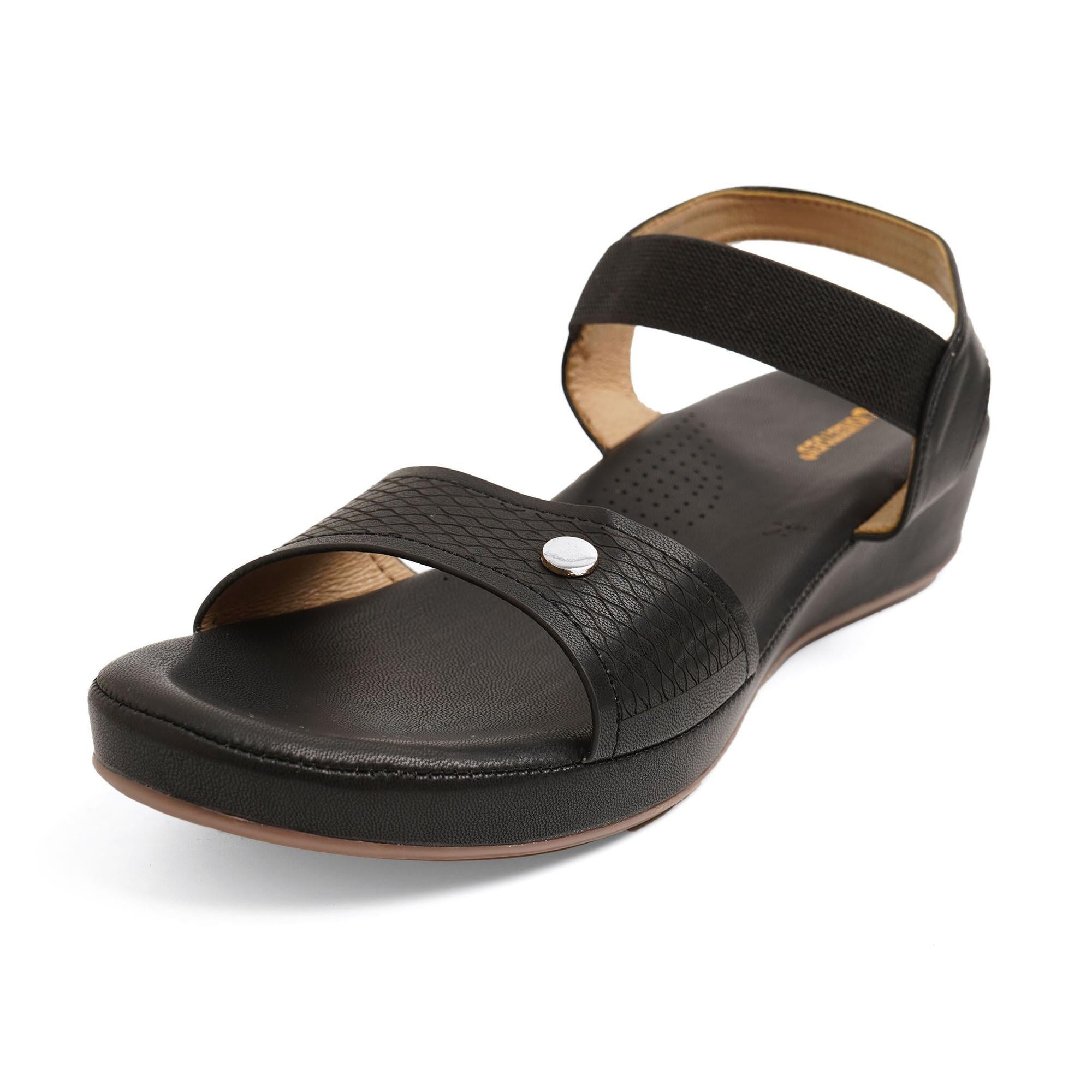 Textured Black Open-Toe Sandals