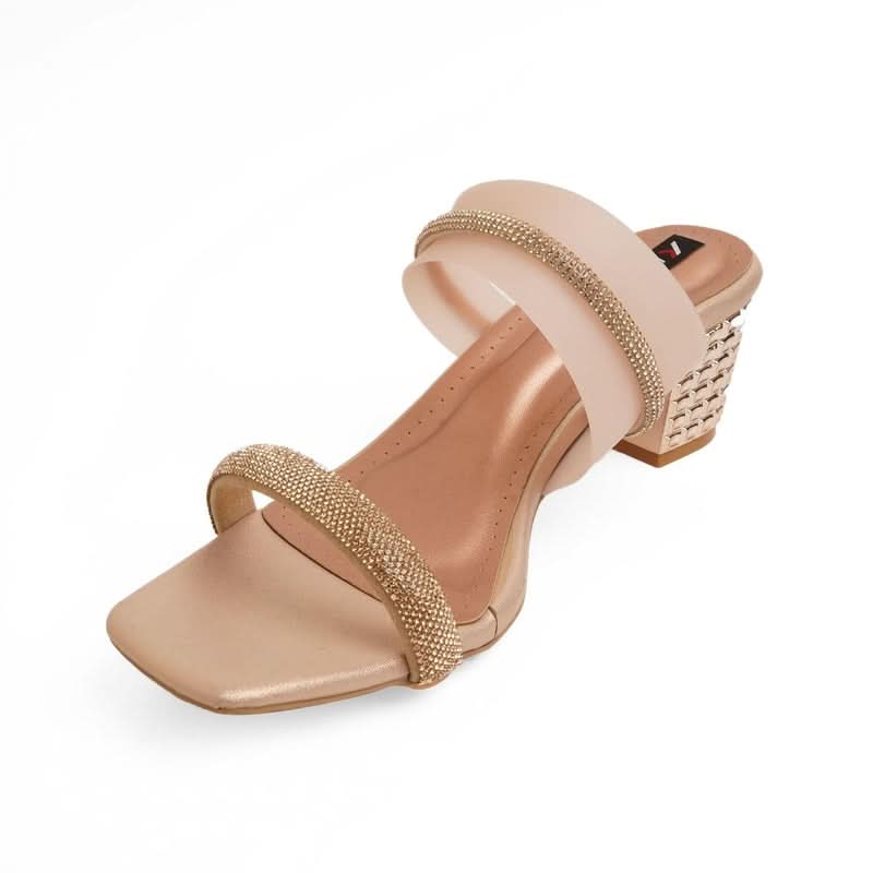 Gemglow Rose Gold Block Heel Sandals