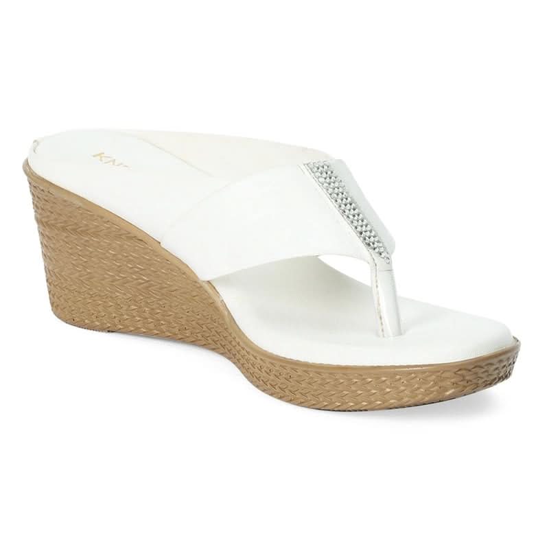 White Wedge Heel Thong Sandals