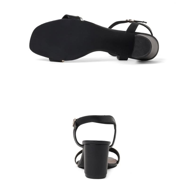 Black Ankle-Strap Block Heel Sandals