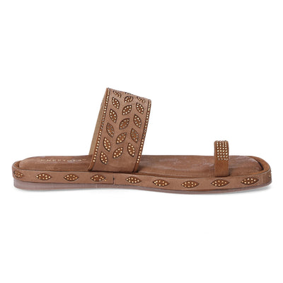 Bronze Flat Comfortable One-Toe Sandals
