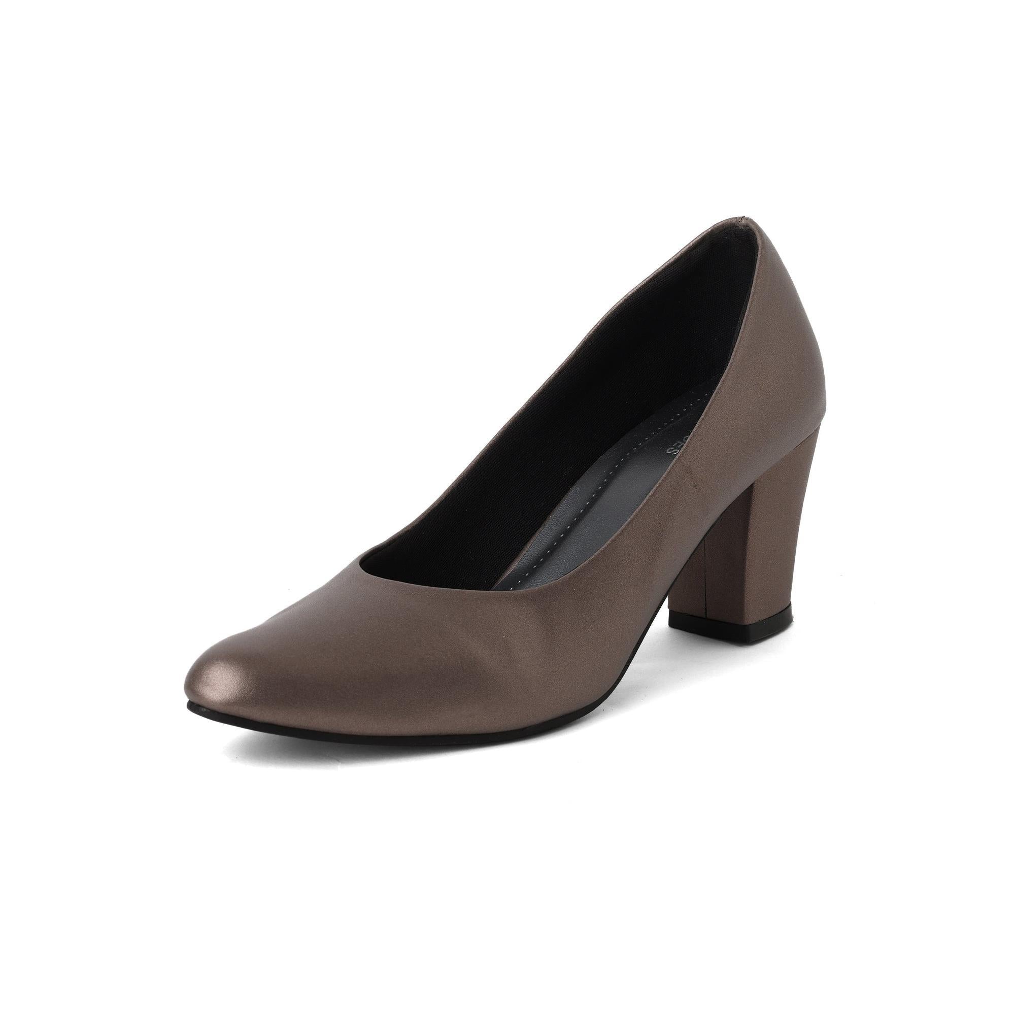 Metallic Shine Block Heel Pumps