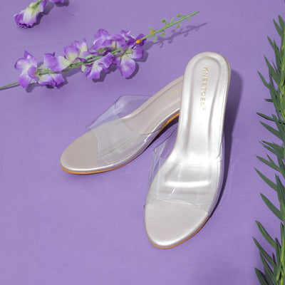 Gleam Glow Rose Gold Block Heel Sandals