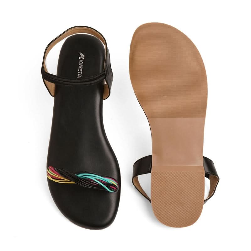 Classic Charm Black Casual Open-Toe Sandals