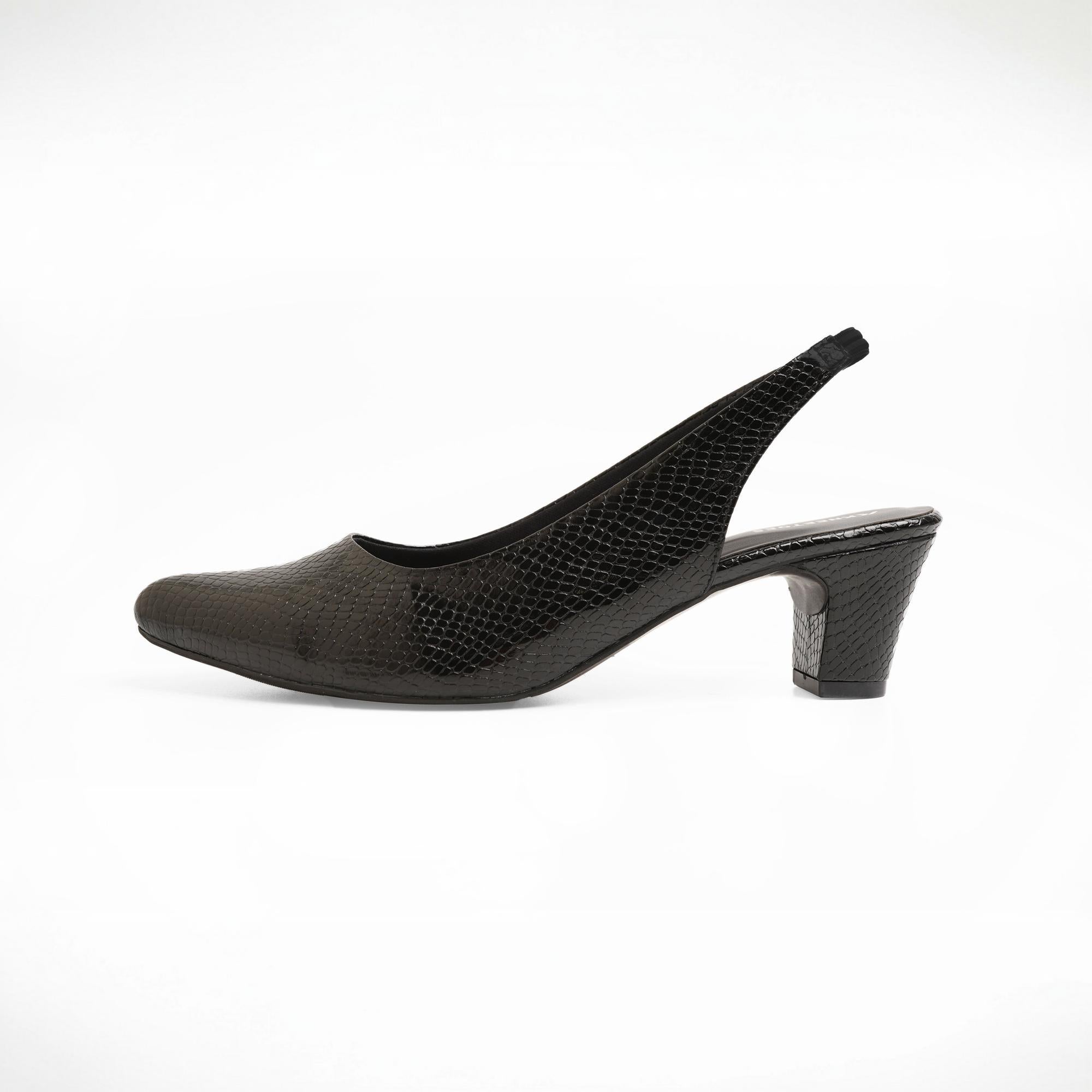 Bold Black Snake Print Block Heels