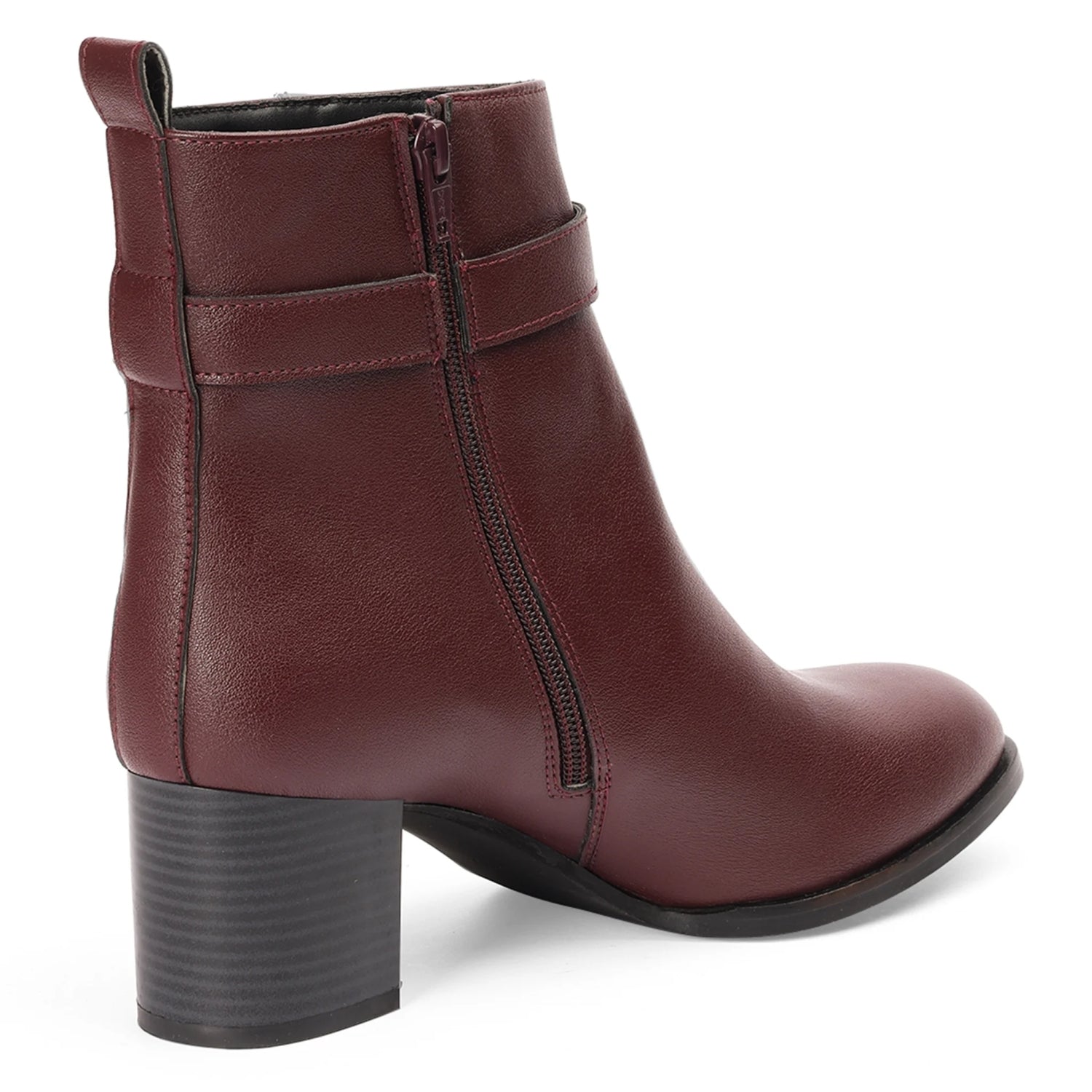 Maroon Block Heel High-Quality Beatle Boots