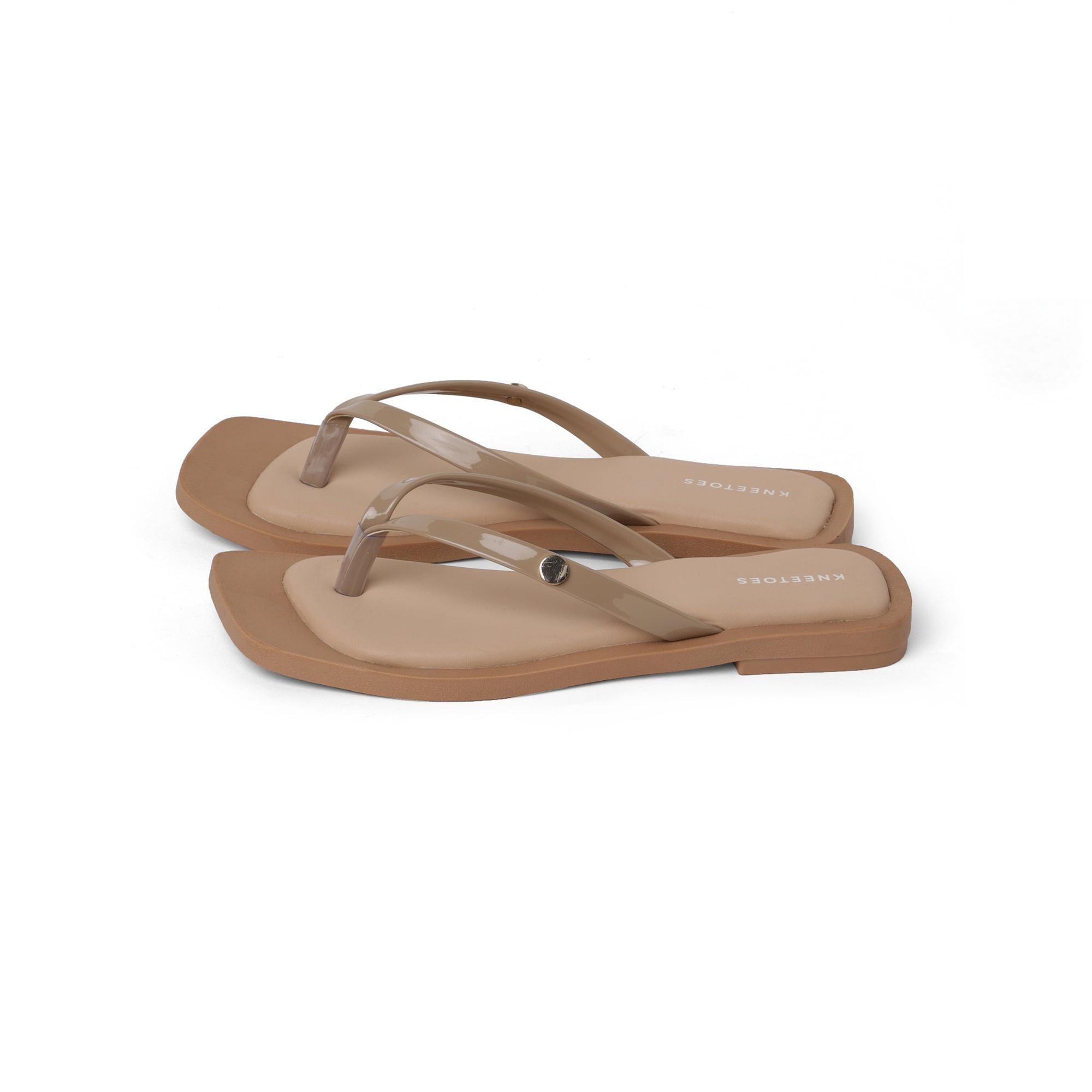 Two-tone Beige Flip-Flop Slippers