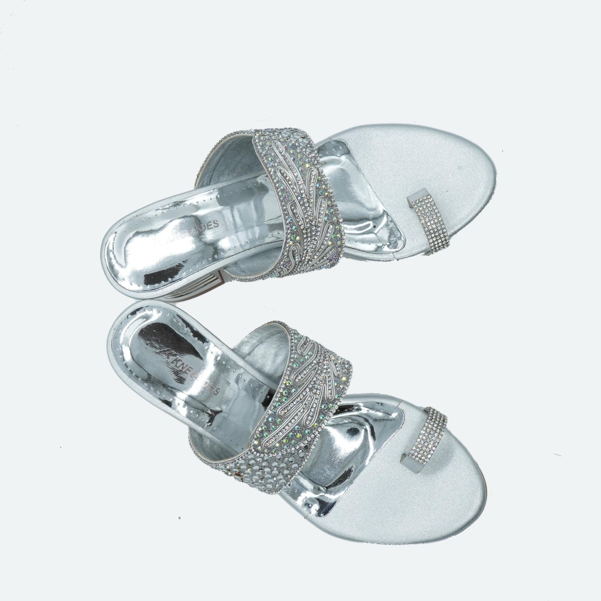 Shine Pop Silver Block Heels