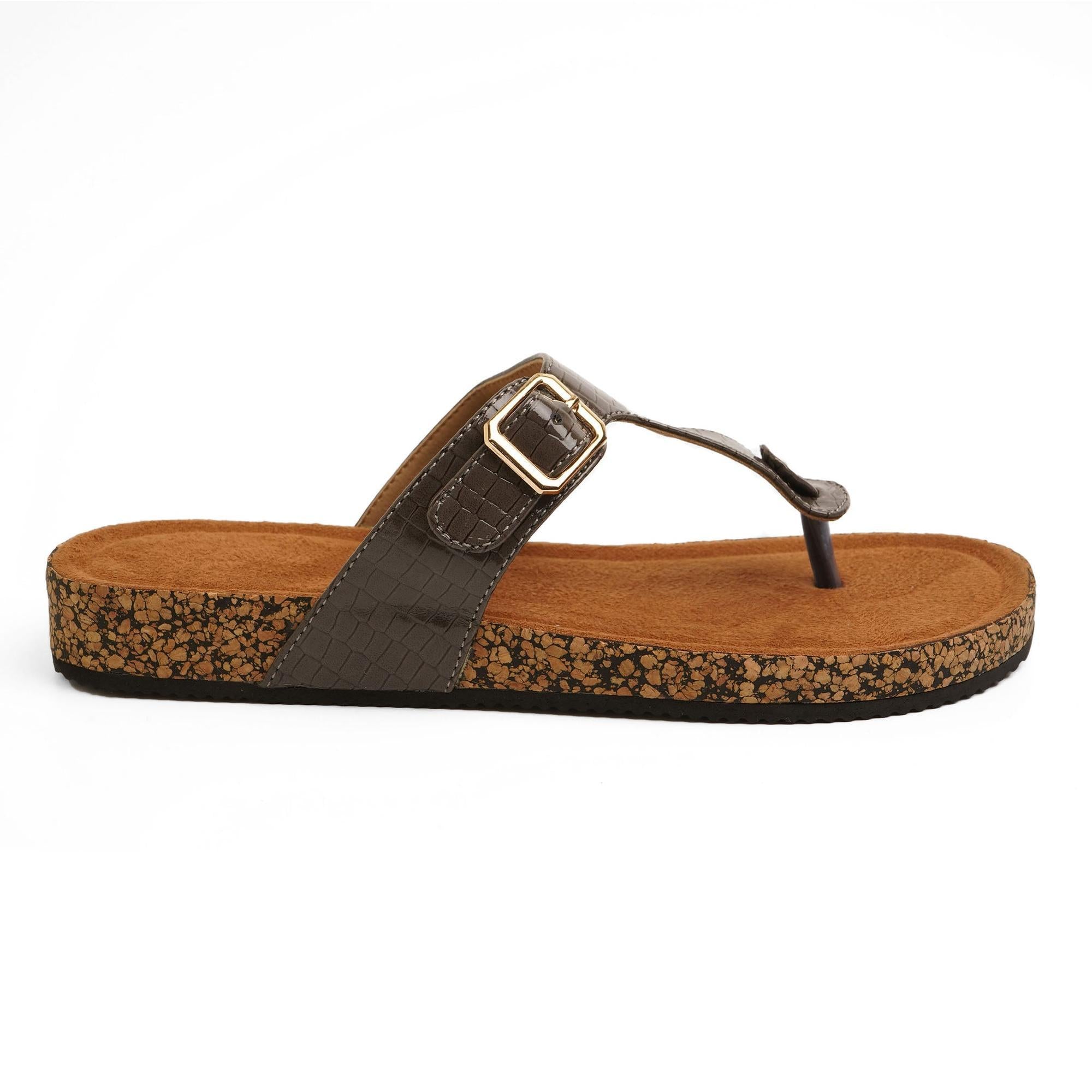 Classic Charm Dark-Brown Buckled Flats