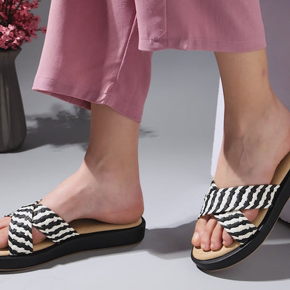 Bold Black Striped Platform Sandals